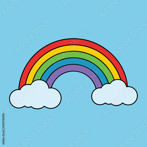 Colorful Rainbow and Clouds Illustration - Playful Design for Children's Content and Branding. photo