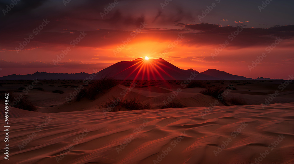 Fototapeta premium The Sun Setting Over The Sand Dunes