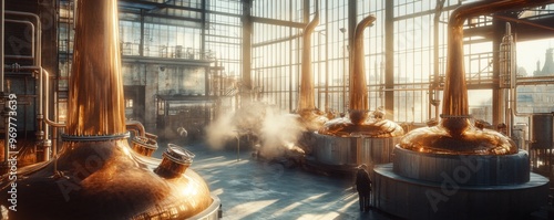 A large distillery with copper stills