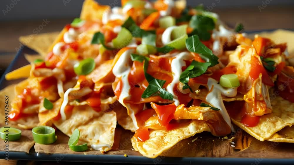 custom made wallpaper toronto digitalA vibrant plate of nachos topped with fresh ingredients, perfect for sharing and enjoying in a casual dining setting