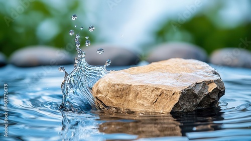 Wallpaper Mural Water splashing over a smooth stone, creating ripples and movement, Water splash, nature, serenity Torontodigital.ca