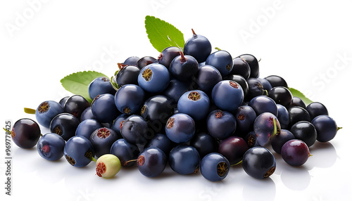 Fresh serviceberries isolated on a white background, ideal for culinary, fruit, and food themes