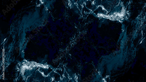 Blue deep sea foaming water background