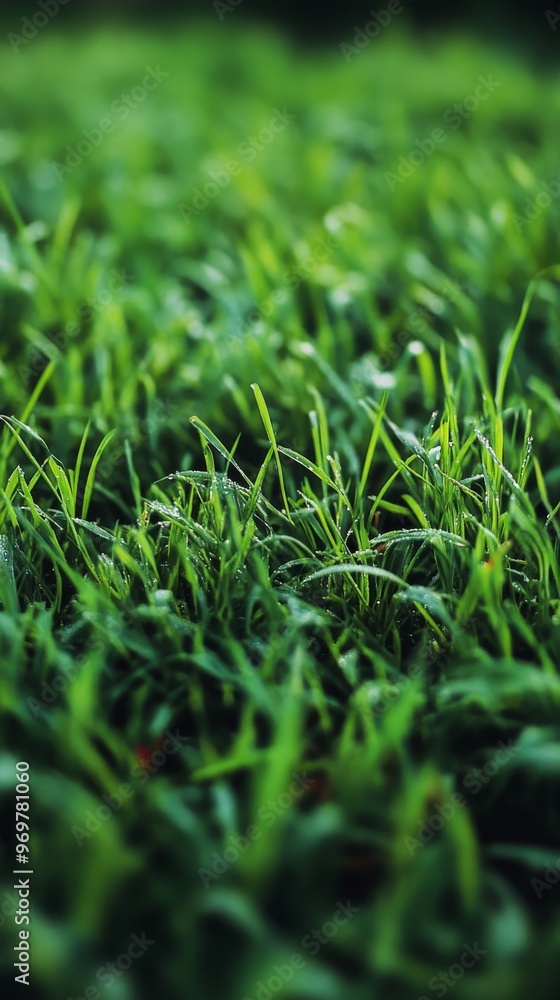 Close-up of green grass with morning Close-up of green grass with morning