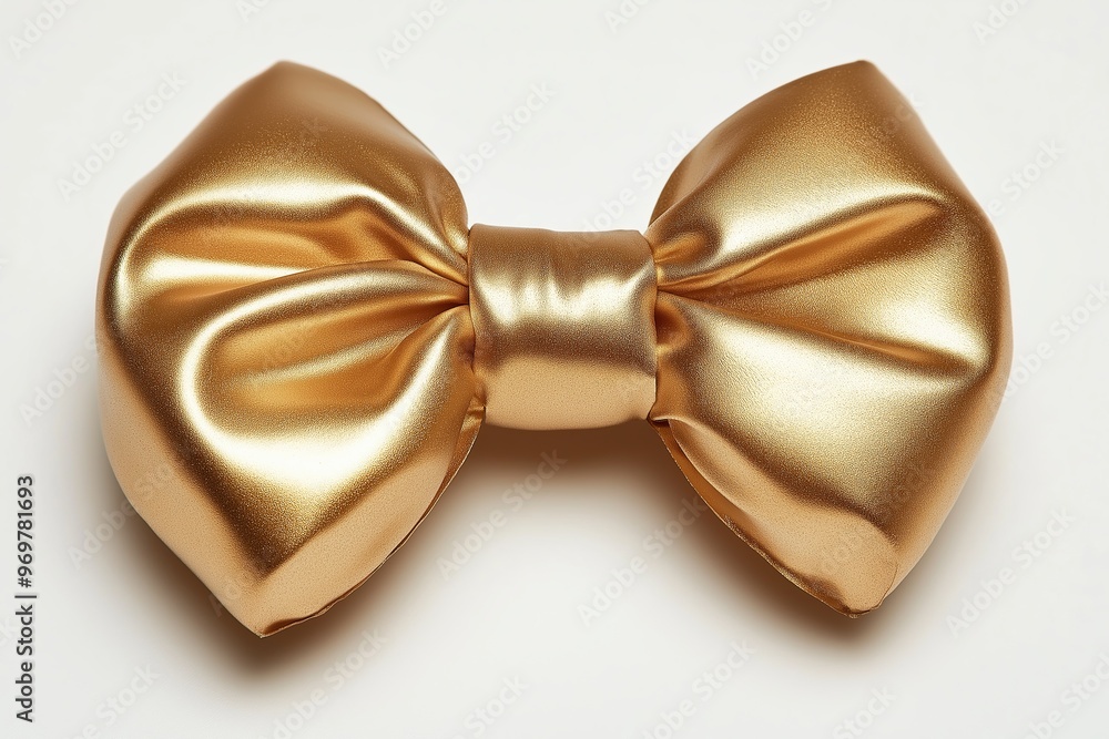voluminous bow in gold color on white background voluminous bow in gold color on white background