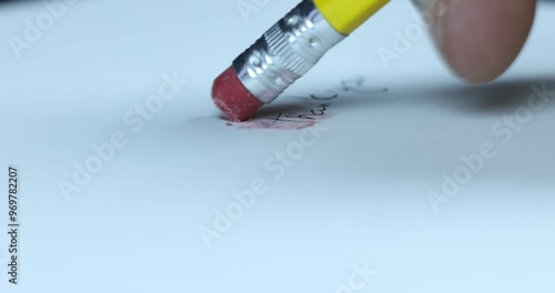 pencil and eraser, easing words on paper