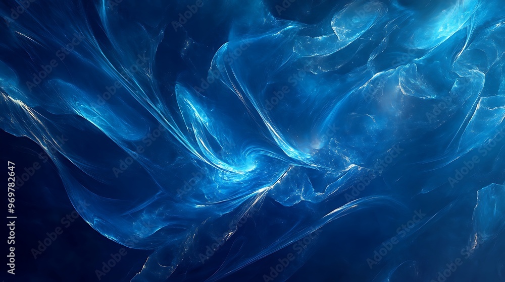Abstract blue and white fractal pattern with swirling, wispy lines. Abstract blue and white fractal pattern with swirling, wispy lines.