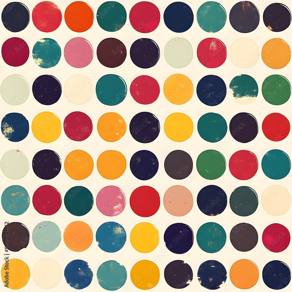 17. Playful polka dot tile pattern with colorful dots in a grid 17. Playful polka dot tile pattern with colorful dots in a grid