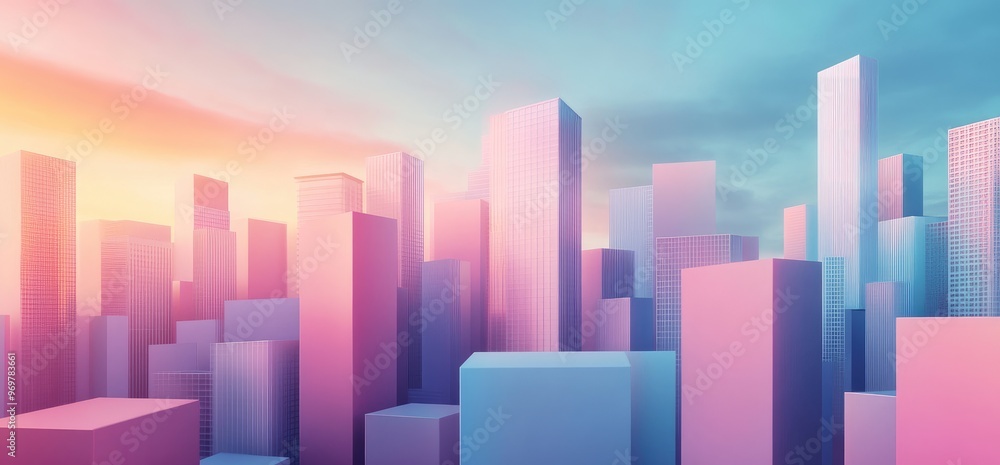 Pink and Blue Cityscape Minimalist. Pink and Blue Cityscape Minimalist.