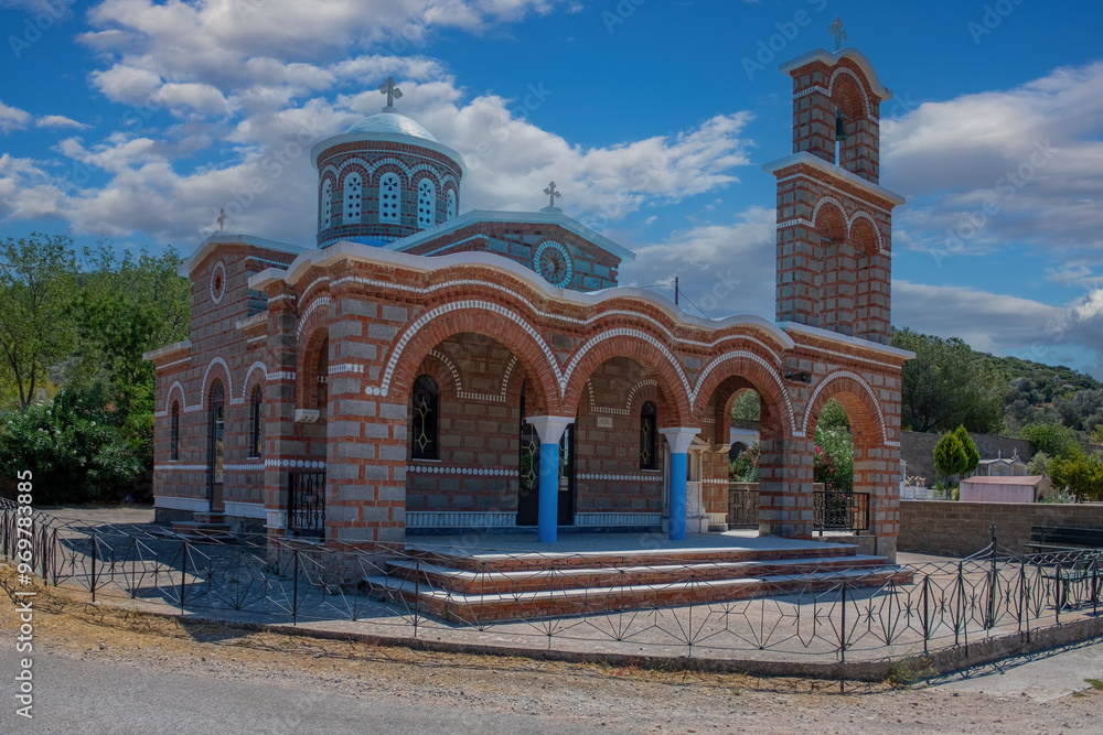 The old village of Mesta is one of the main Mastihochoria villages on the Greek island of Chios. Church on the island of Chios .