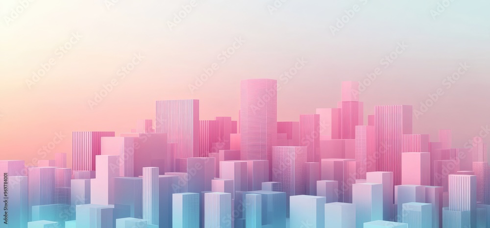 Abstract Cityscape with Pink and Blue Buildings. Abstract Cityscape with Pink and Blue Buildings.