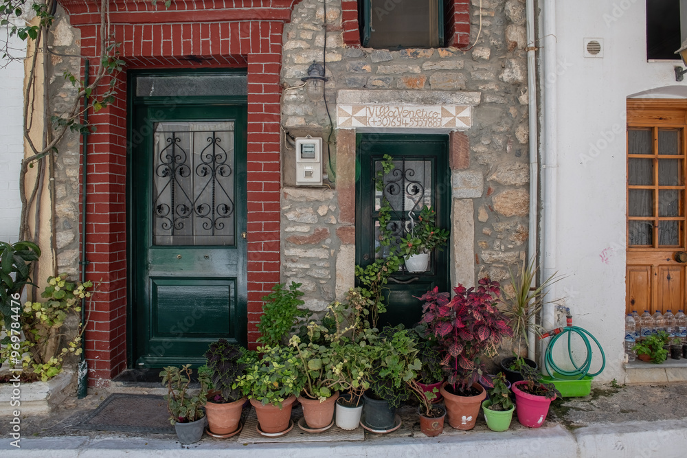 The old village of Mesta is one of the main Mastihochoria villages on the Greek island of Chios. Stone houses, streets and villages of Chios .