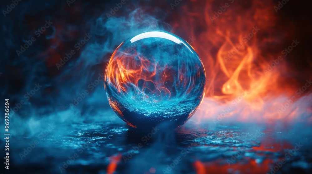 design a banner with a mystical crystal ball enveloped in a mysterious mist, embodying mysticism and occult themes design a banner with a mystical crystal ball enveloped in a mysterious mist, embodying mysticism and occult themes