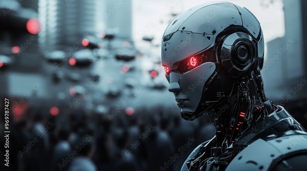 Futuristic Robot in a Cyberpunk Cityscape Futuristic Robot in a Cyberpunk Cityscape