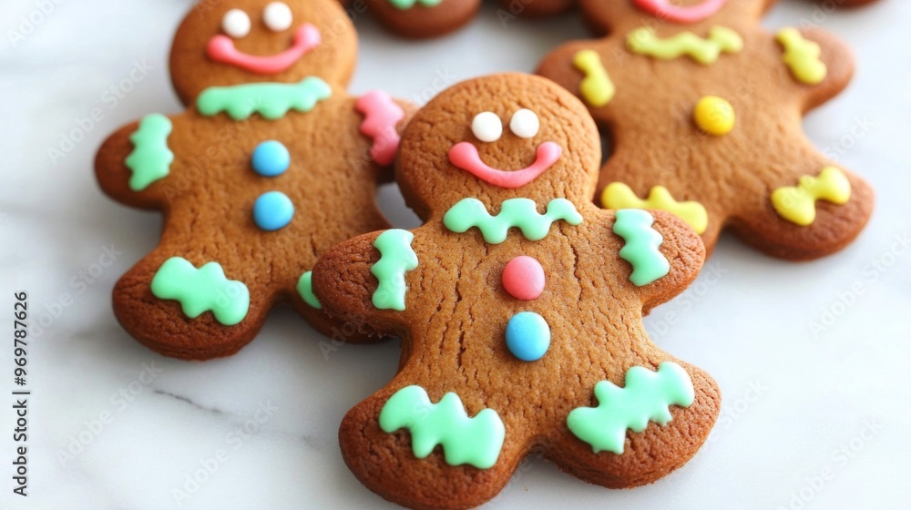 Decorated Gingerbread Cookies in the Shape of a Person Decorated Gingerbread Cookies in the Shape of a Person