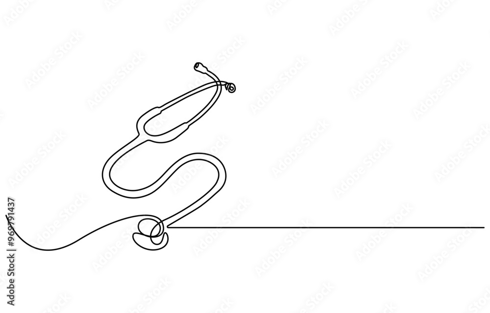 continuous single drawn one line stethoscope freehand drawn picture silhouette, doctors day Continuous one line art drawing of stethoscope vector art illustration continuous single drawn one line stethoscope freehand drawn picture silhouette, doctors day Continuous one line art drawing of stethoscope vector art illustration