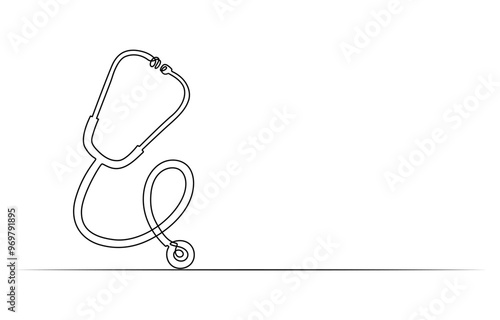 continuous single drawn one line stethoscope freehand drawn picture silhouette, doctors day Continuous one line art drawing of stethoscope vector art illustration