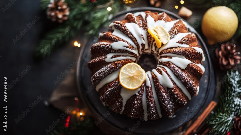 Lemon-Glazed Bundt Cake with Festive Decorations Lemon-Glazed Bundt Cake with Festive Decorations