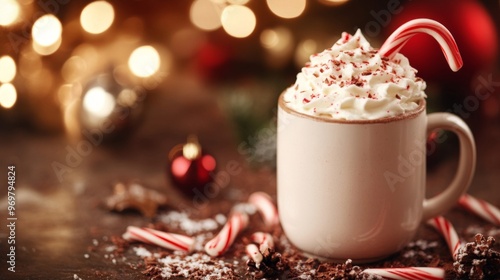 Peppermint Mocha with Whipped Cream and Candy Canes