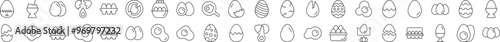 Egg Thin Icons Collection. Editable Stroke. Suitable for Web Sites, Books, Cards, Apps