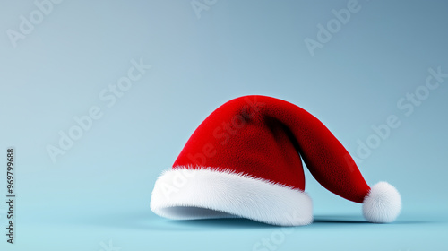  frontal view of a Santa hat in diffused, even light against a plain background