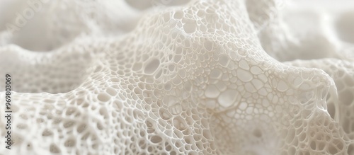 Macro shot of intricate white porous structure. natural formations, organic patterns, detailed texture