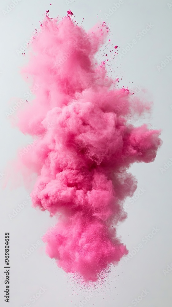 Fototapeta premium Pink powder explosion on white background