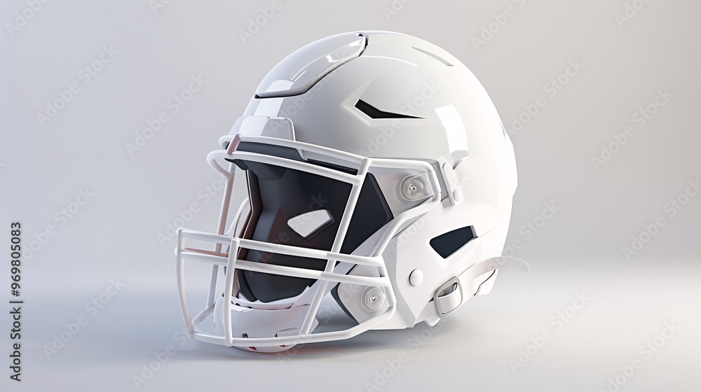 Fototapeta premium American football helmet on the stadium field. Background with selective focus and copy space