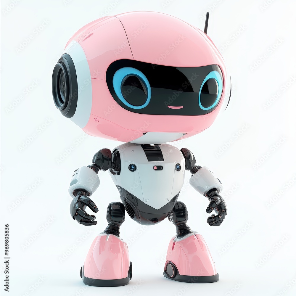 Colored cute and funny 3d robot modern style isolated on white background. Cartoon style character.
Colored cute and funny 3d robot modern style isolated on white background. Cartoon style character.