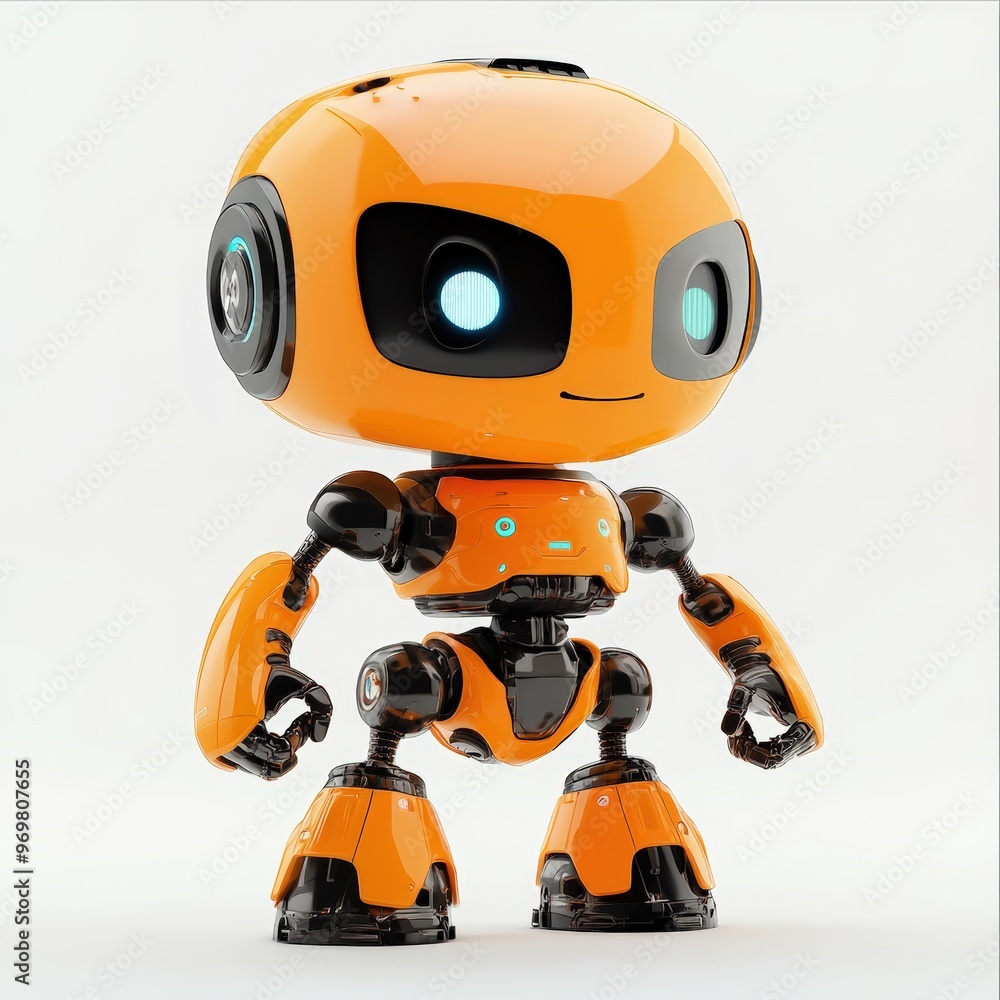 Colored cute and funny 3d robot modern style isolated on white background. Cartoon style character.
Colored cute and funny 3d robot modern style isolated on white background. Cartoon style character.