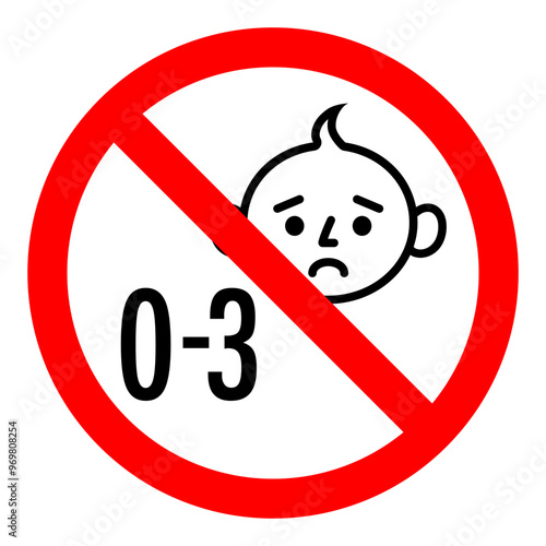 Choking hazard sign sticker or banner, not suitable for children under 3 years vector 10 eps