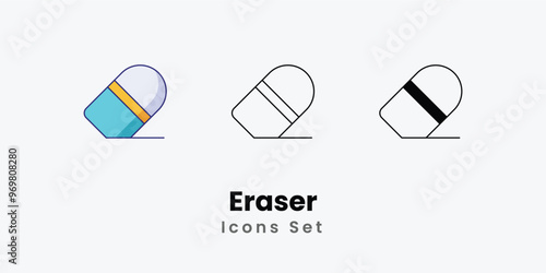 Eraser Icons thin line and glyph vector icon stock illustration