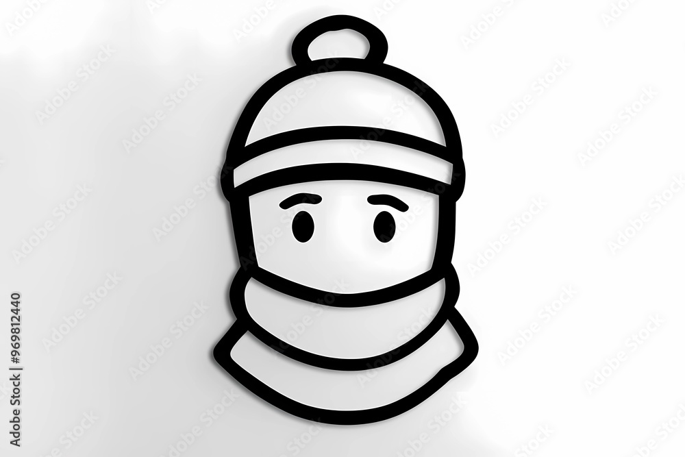 Fototapeta premium Cozy winter hat coloring page for adults, detailed and stylish design. 