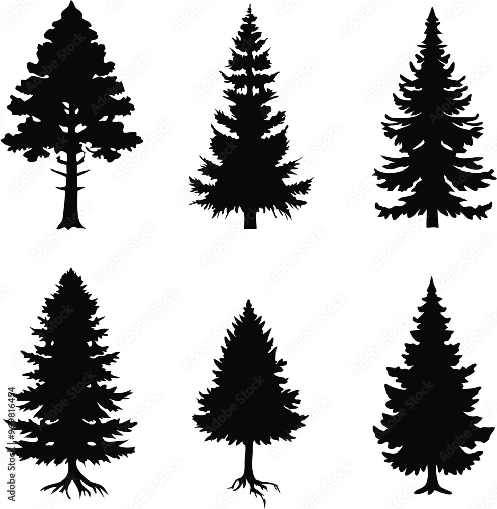 Set Of Christmas Trees Icons Vector Illustration Silhouette Eps File For Design Set Of Christmas Trees Icons Vector Illustration Silhouette Eps File For Design