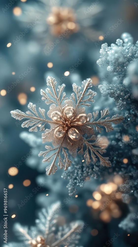 delicate snowflakes with intricate patterns soft teal and gold color palette ethereal winter wonderland magical frozen landscape delicate snowflakes with intricate patterns soft teal and gold color palette ethereal winter wonderland magical frozen landscape