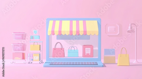 online shopping experiences on smartphones and desktops flat design front view focusing on seamless transactions and user interface animation colored pastel