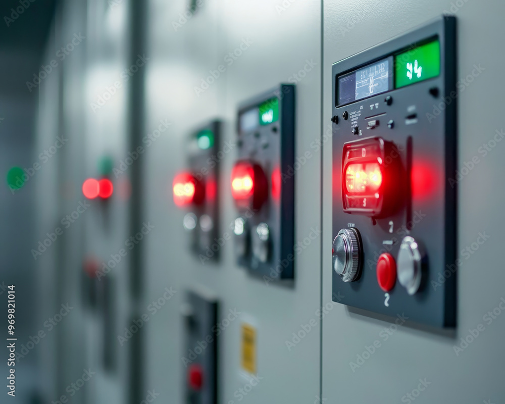 image showcases close up view of control panels with flashing indicators, highlighting operational status of fire alarm system. vibrant red lights convey sense of urgency and alertness in technical e image showcases close up view of control panels with flashing indicators, highlighting operational status of fire alarm system. vibrant red lights convey sense of urgency and alertness in technical e