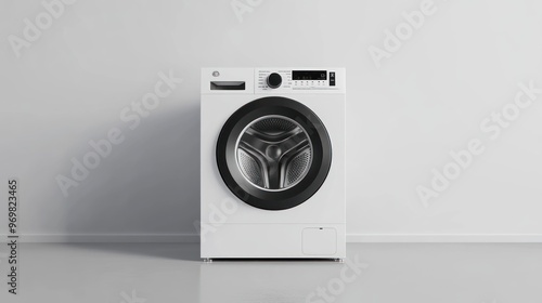 White washing machine with digital display