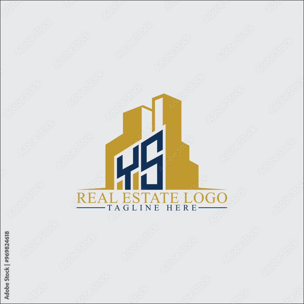 Modern YS Real Estate Logo Design with Building Silhouettes Modern YS Real Estate Logo Design with Building Silhouettes