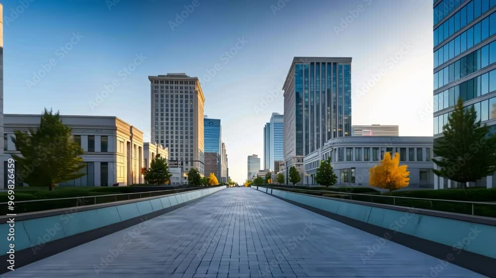 A bustling urban scene showcasing modern architecture and vibrant city life under bright sunlight A bustling urban scene showcasing modern architecture and vibrant city life under bright sunlight
