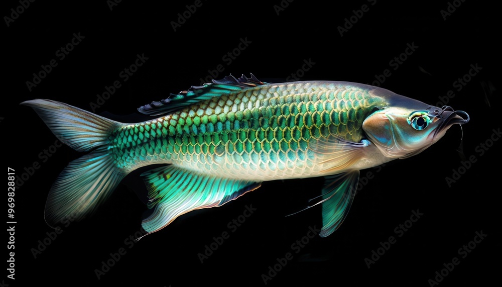 A vibrant, detailed illustration of a fish showcasing its scales and fins. A vibrant, detailed illustration of a fish showcasing its scales and fins.