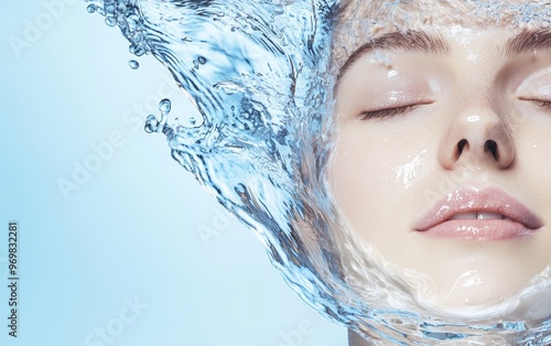 Create a social media post promoting the benefits of hyaluronic acid in skincare, using this image to emphasize intense hydration