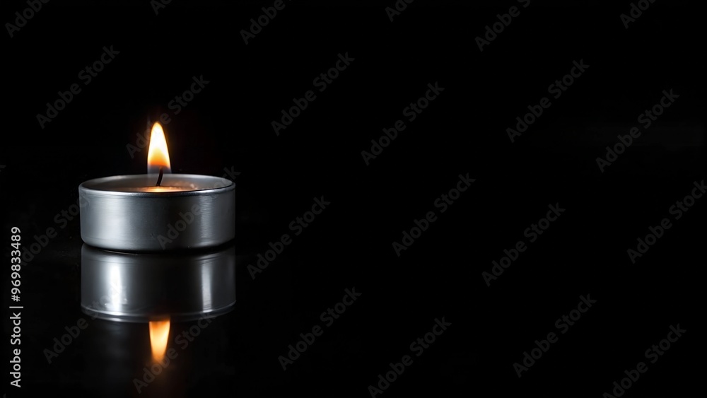 Burning candle with reflection on a dark surface for relaxation and ambiance concept
Burning candle with reflection on a dark surface for relaxation and ambiance concept
