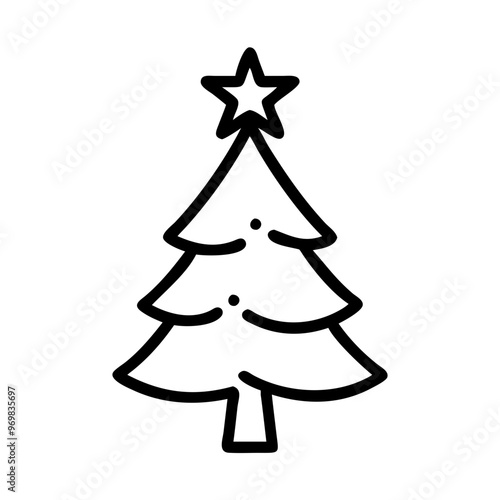 Simple outline illustration of a Christmas tree for festive decorations

