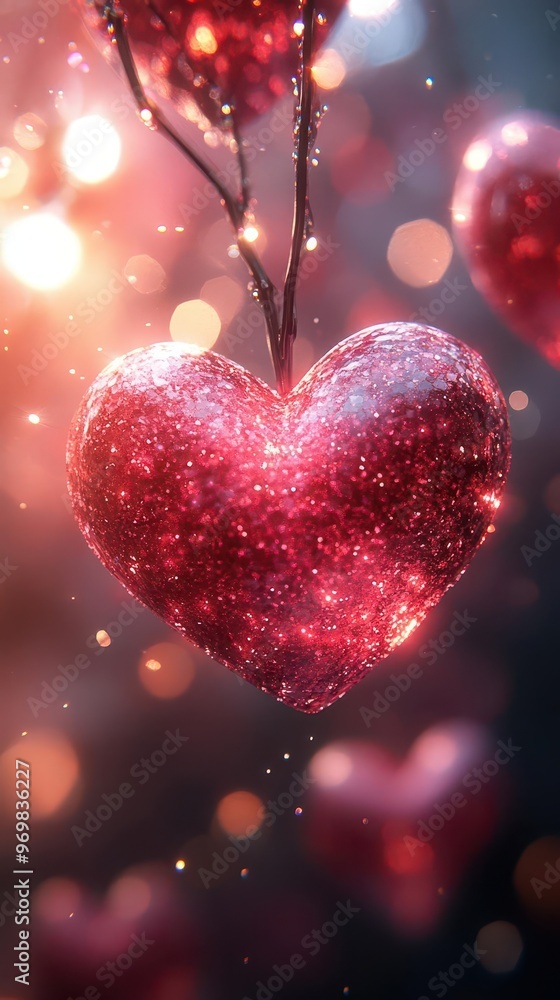 dreamy bokeh hearts in soft pink and red hues floating ethereally against blurred romantic backdrop with gentle sparkles dreamy bokeh hearts in soft pink and red hues floating ethereally against blurred romantic backdrop with gentle sparkles