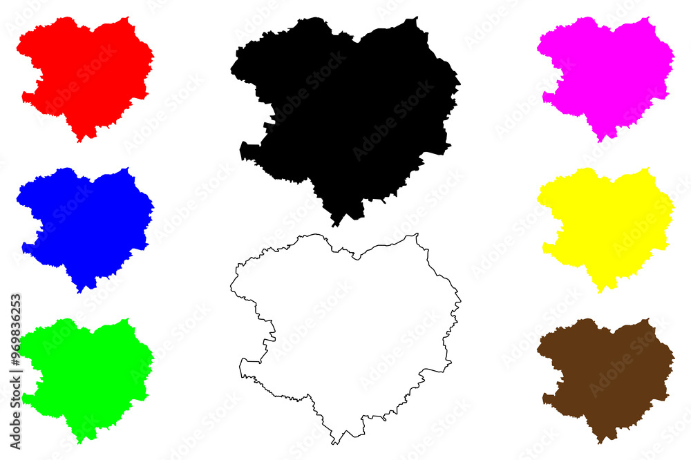 Naklejka premium Kharkiv Oblast (Administrative divisions of Ukraine, Oblasts of Ukraine) map vector illustration, scribble sketch Kharkivshchyna map