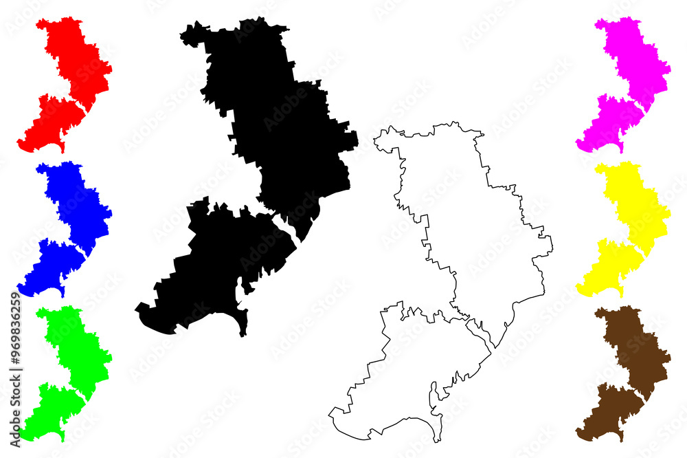 Fototapeta premium Odessa Oblast (Administrative divisions of Ukraine, Oblasts of Ukraine) map vector illustration, scribble sketch Odesa Oblast map