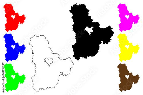 Kiev Oblast (Administrative divisions of Ukraine, Oblasts of Ukraine) map vector illustration, scribble sketch Kyiv Oblast (Kyivshchyna) map