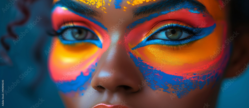portrait of a woman with painted face portrait of a woman with painted face