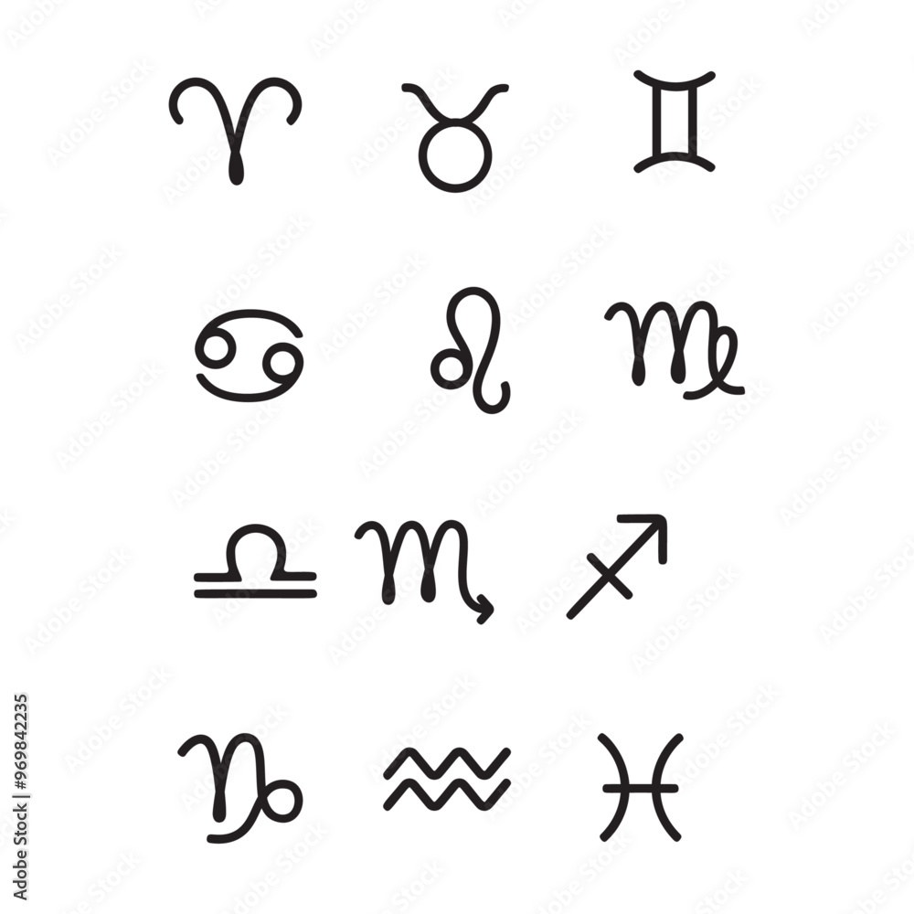 set of zodiac symbols illustration set of zodiac symbols illustration